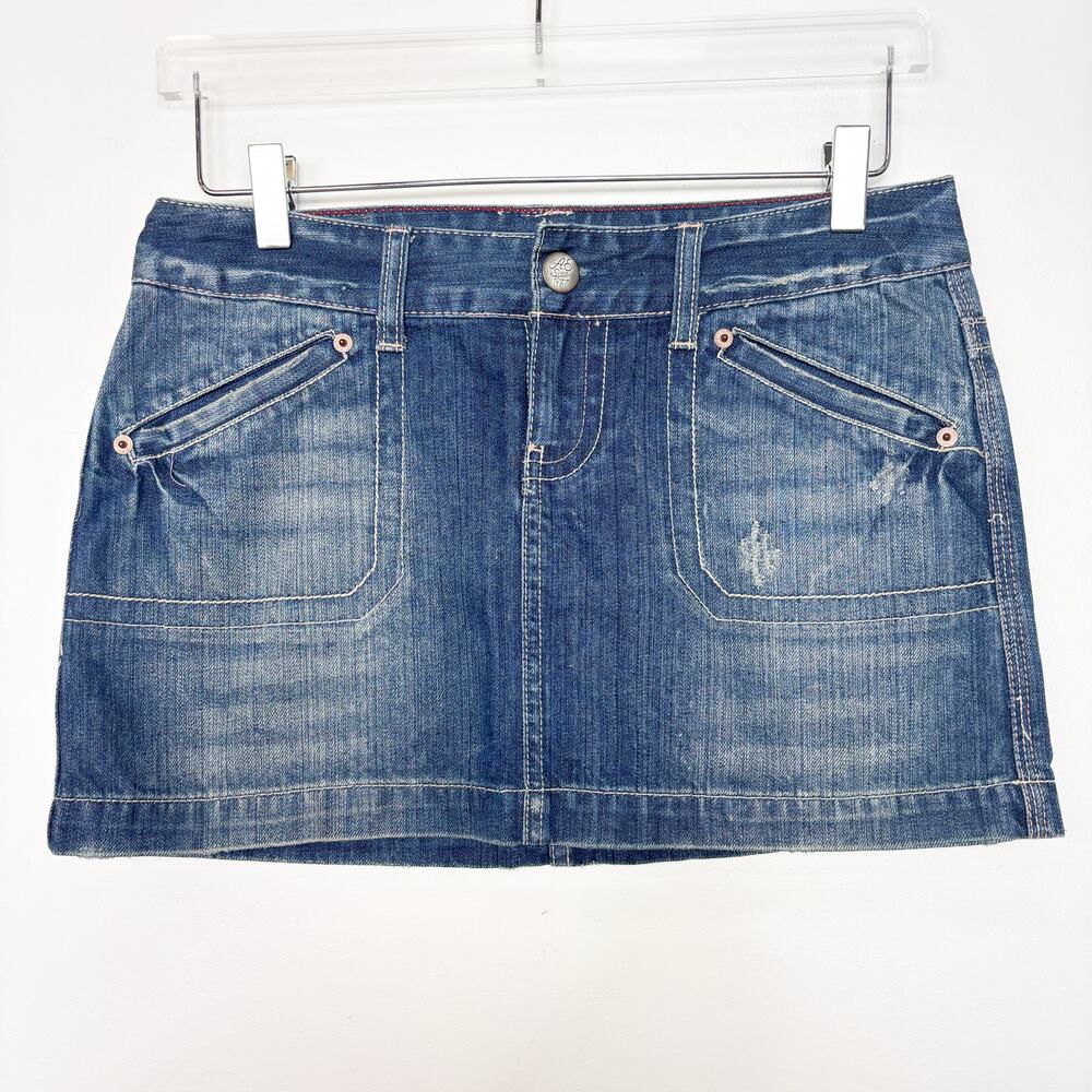 Vintage Y2K 2000's American Eagle Women's Denim Blue Jean Mini Skirt 4